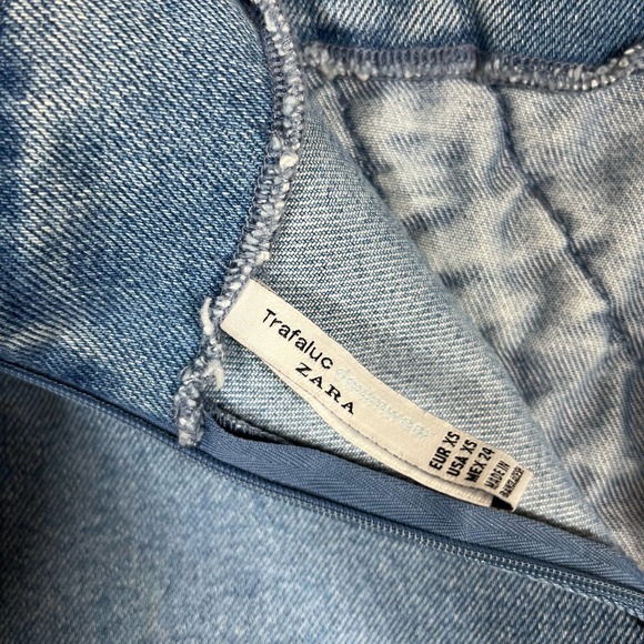 Zara Denim Mini Skirt Ruffle Detail Women’s Size XS - Picture 6 of 7